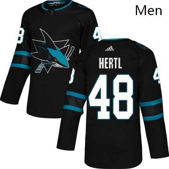 Mens Adidas San Jose Sharks 48 Tomas Hertl Premier Black Alternate NHL Jersey